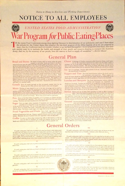 H133 WAR PROGRAM FOR PUBLIC EATING PLACES