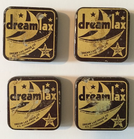 H281 DREAM LAX LAXATIVE TINS, 1940S