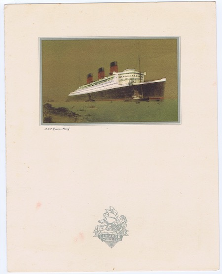 H560 RMS QUEEN MARY FAREWELL DINNER SUNDAY AUGUST 23, 1950