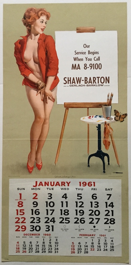 H605 VOLUPTUOUS BLONDE DISPLAYS EASEL OF THE SHAW-BARTON CO.