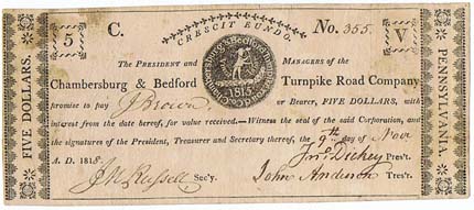 DK130 CHAMBERSBURG AND BEDFORD TURNPIKE COMPANY PROMISSORY NOTE