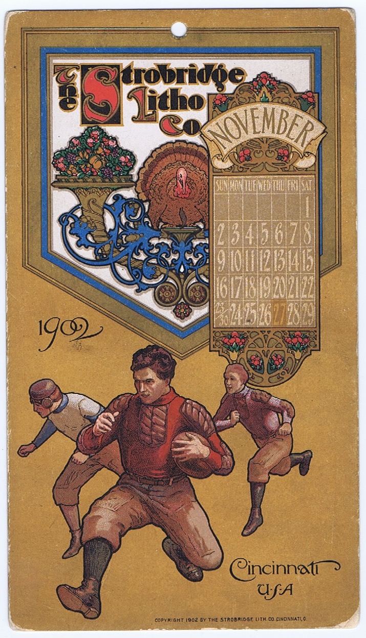 H488 STROBRIDGE LITHO CALENDAR CARD NOVEMBER 1902