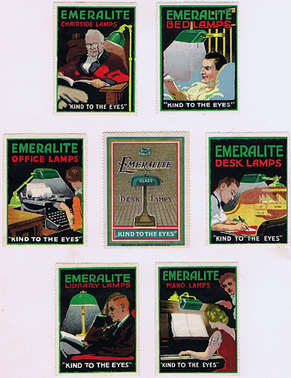 AK0599 EMERALITE LAMPS GROUP OF 7 POSTER STAMPS