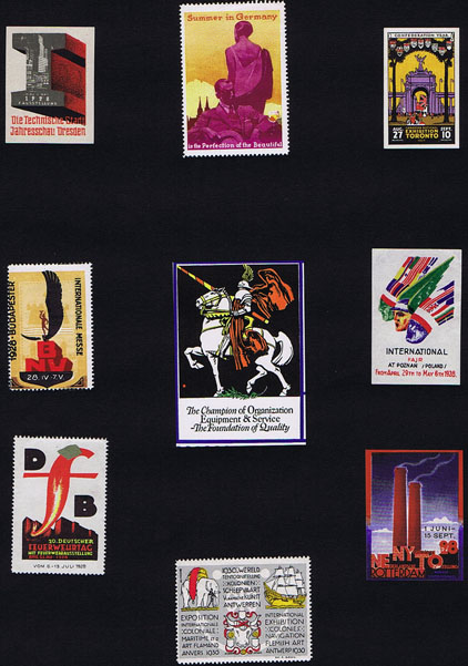 DK098 EXHIBITION POSTER STAMPS - NINE DIFFERENT