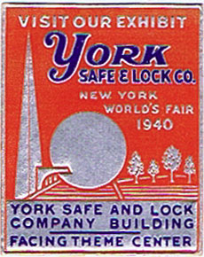 DK348 NEW YORK WORLDS FAIR 1940 YORK SAFE AND LOCK CO. STAMP