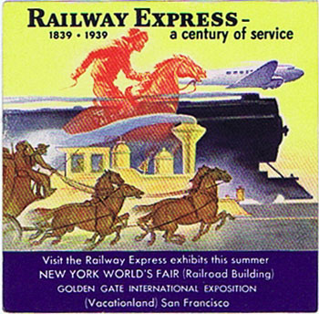 DK350 RAILWAY EXPRESS - A CENTURY OF SERVICE - 1939 POSTER STAMP