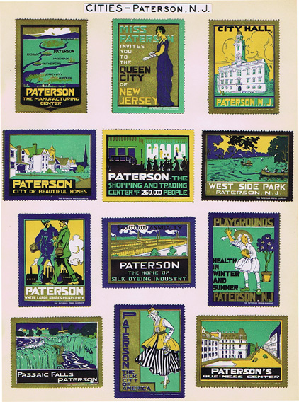 G104 PATERSON NJ CITY PROMOTIONAL POSTER STAMPS SET OF 12