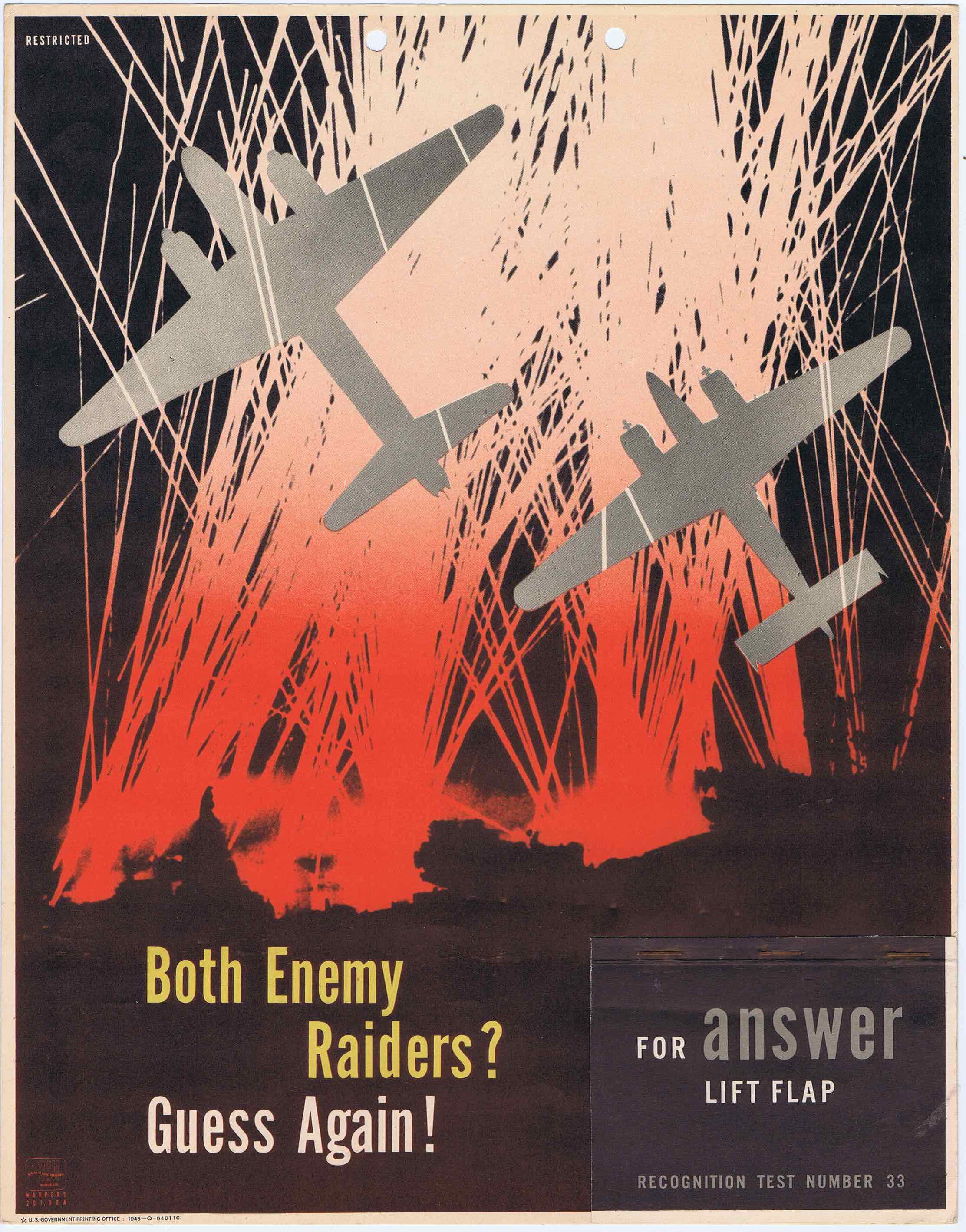 J319	BOTH ENEMY RAIDERS? GUESS AGAIN - U.S. ARMY AIR FORCE RECOGNITION POSTER