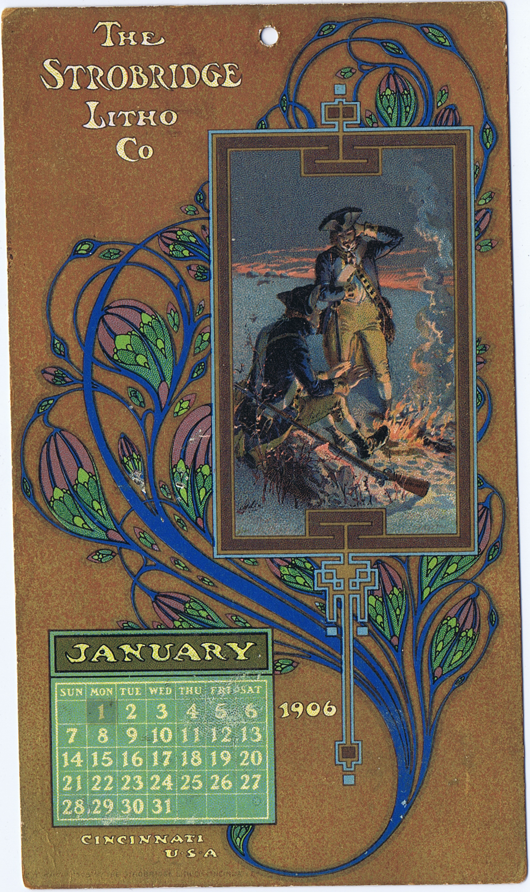 J450	STROBRIDGE CALENDAR CARD JANUARY 1906