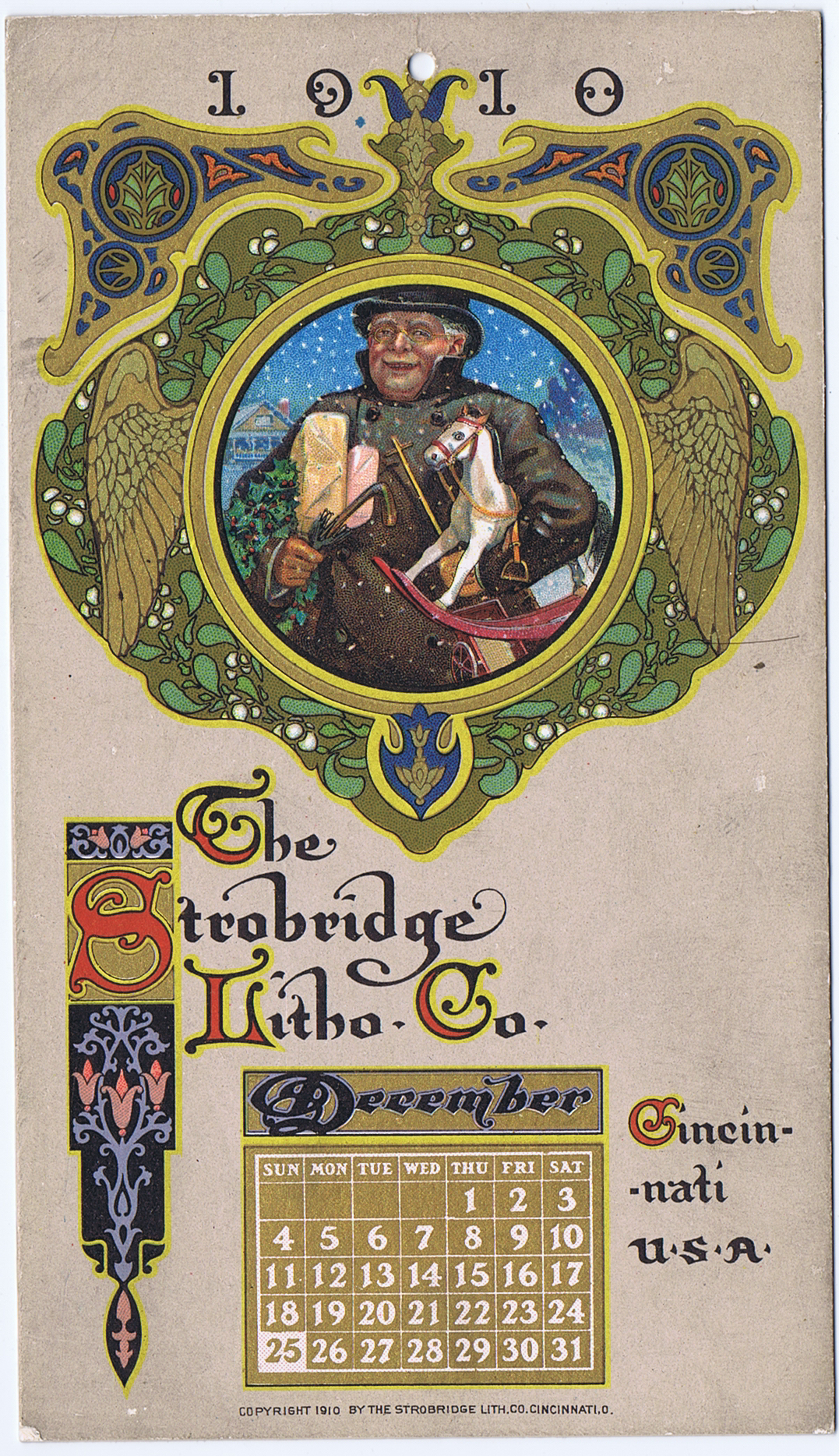 J451	STROBRIDGE CALENDAR CARD DECEMBER 1910