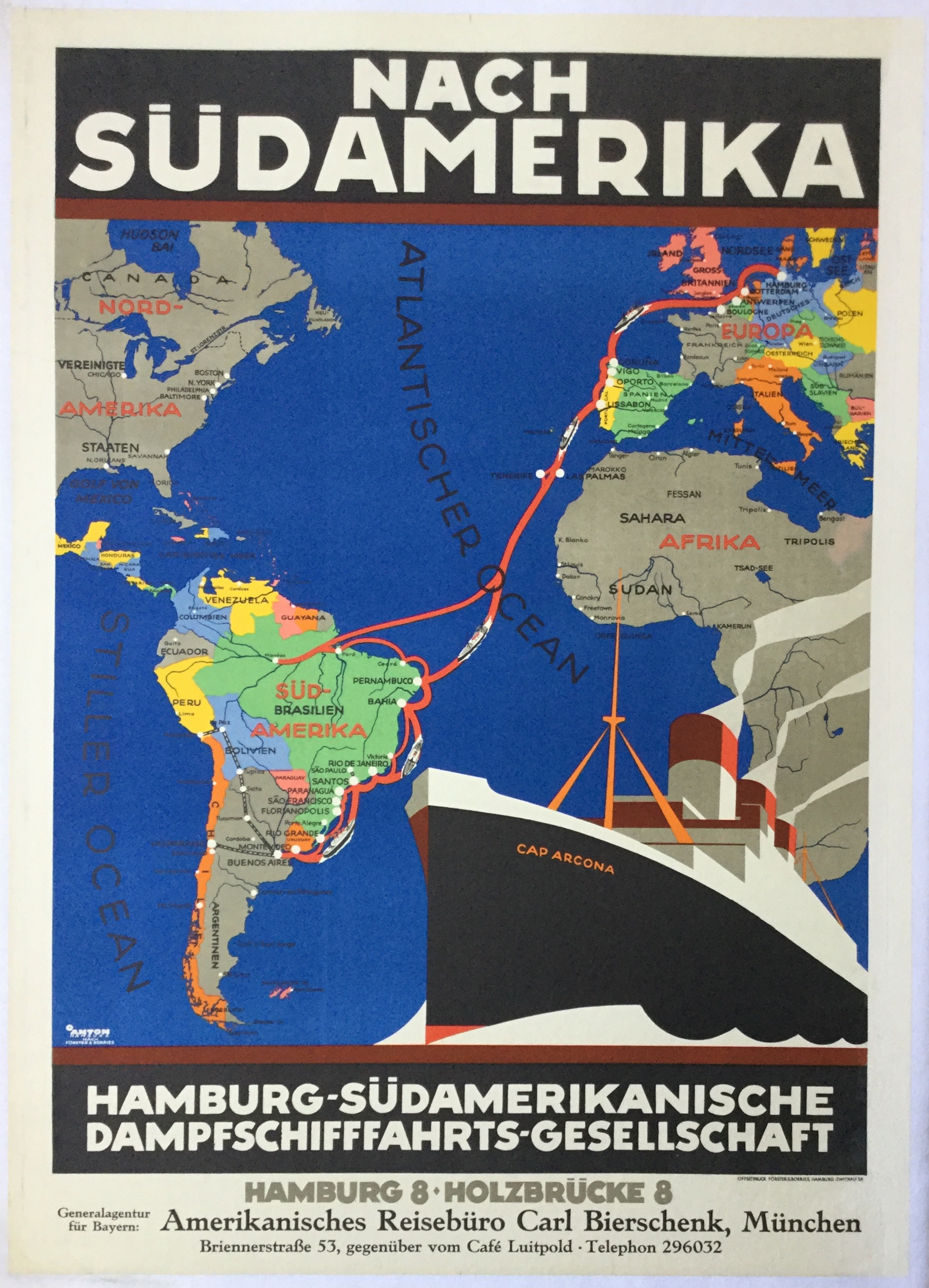 WW1502	SOUTH AMERICA - HAMBURG LINE - “NACH SUDAMERIKA - HAMBURG-SÜDAMERIKANISCHE LINE”