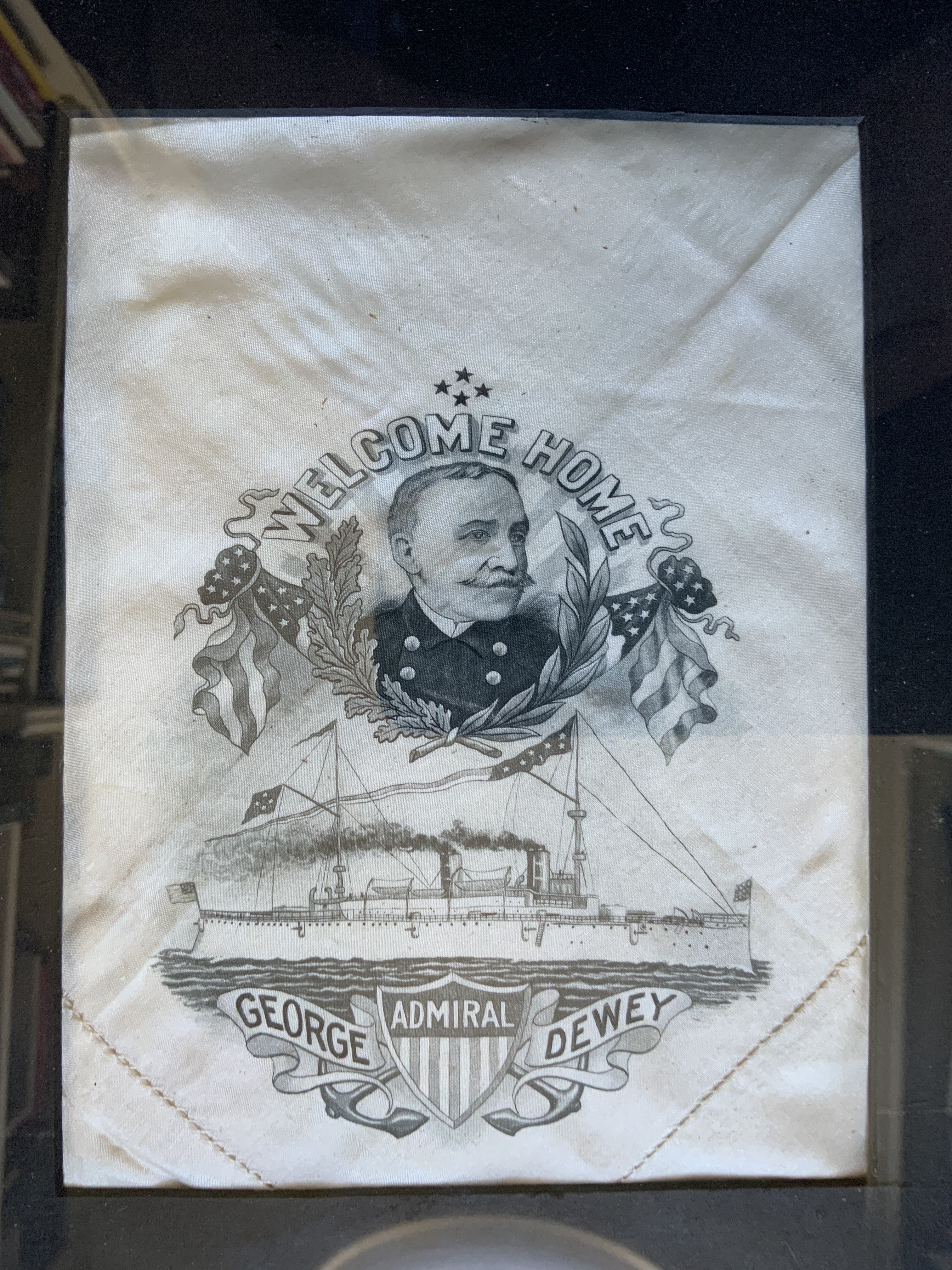 J914	ADMIRAL GEORGE DEWEY AND OLYMPIA EMBROIDERED KERCHIEF