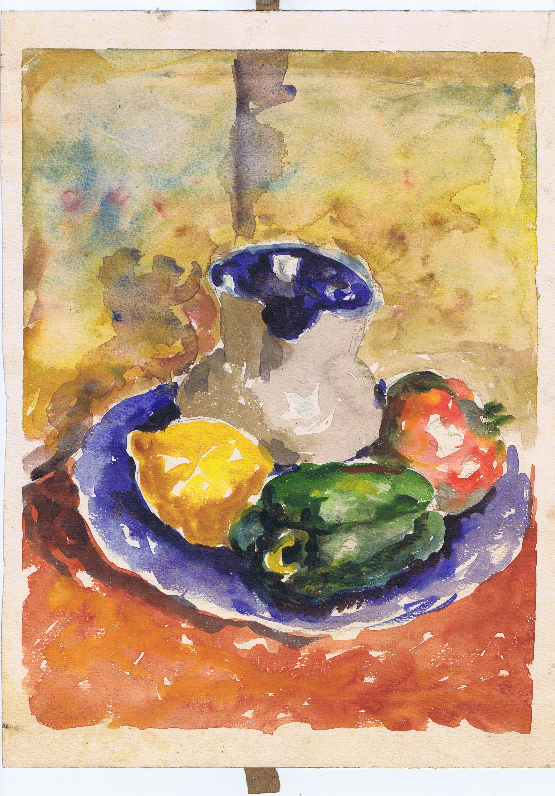 J940	HANDSOME STILL LIFE WATERCOLOR OF FRUIT ON TABLE