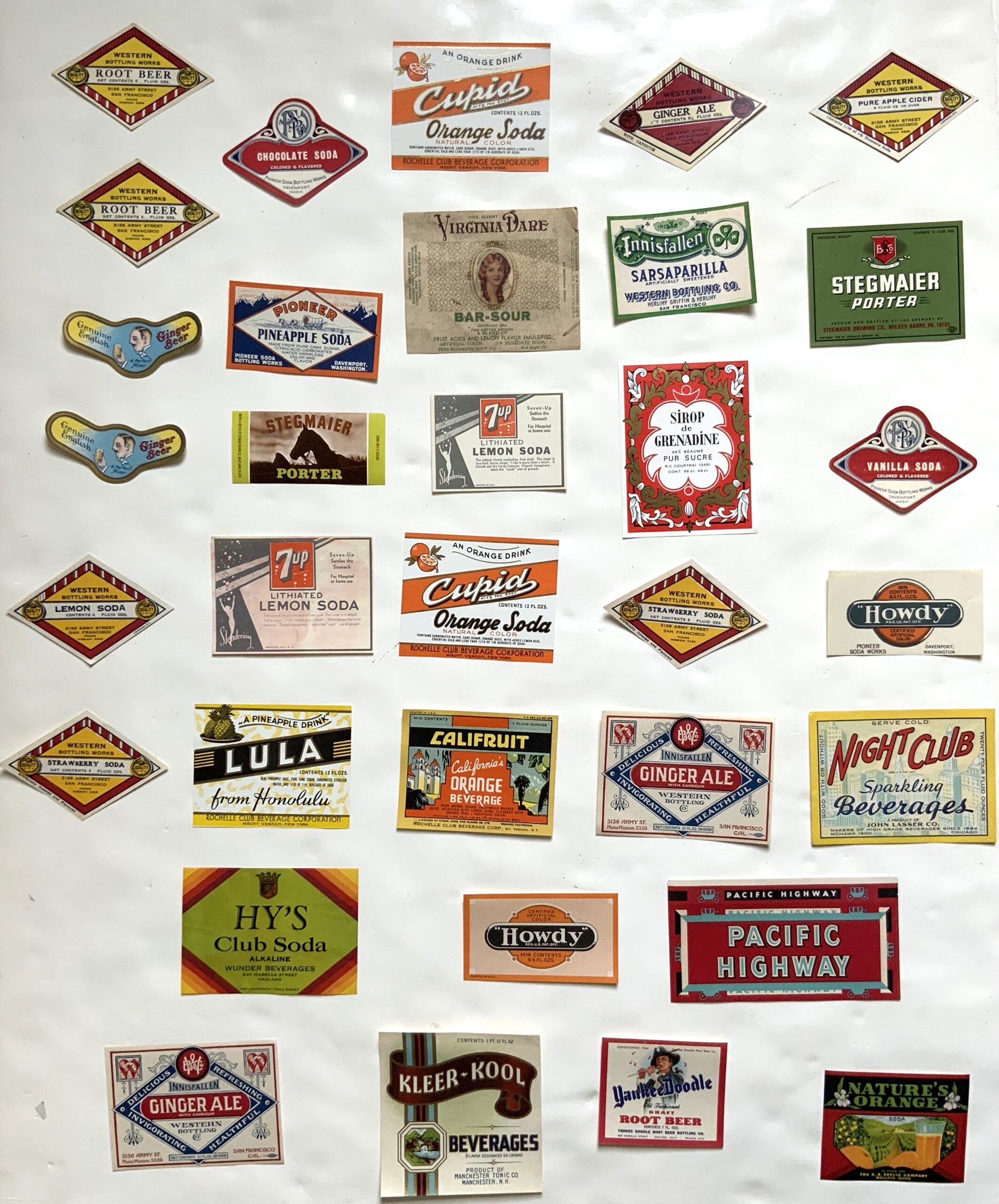 M118	COLLECTION OF SODA POP LABELS CA. 1920S-30S