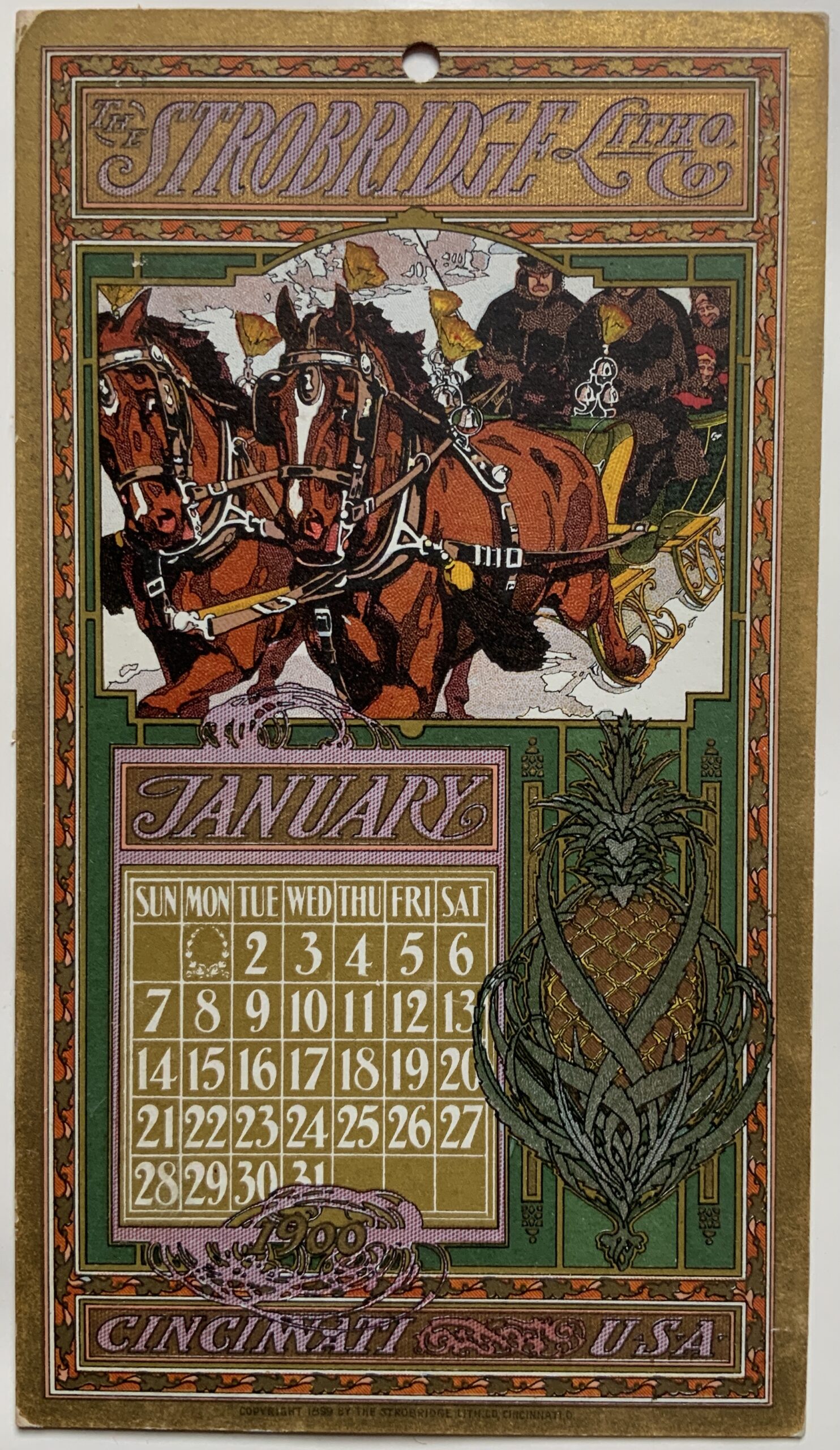 M145	STROBRIDGE LITHO CO. CARD 1900 - JANUARY