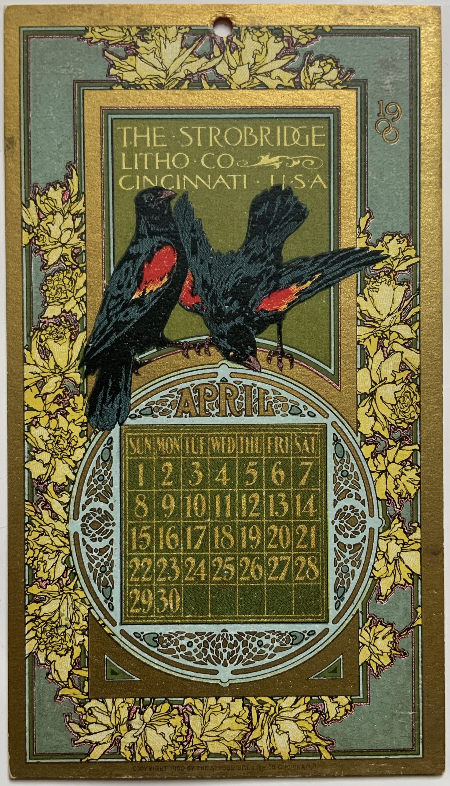 M148	STROBRIDGE LITHO CO. CARD 1900 - APRIL