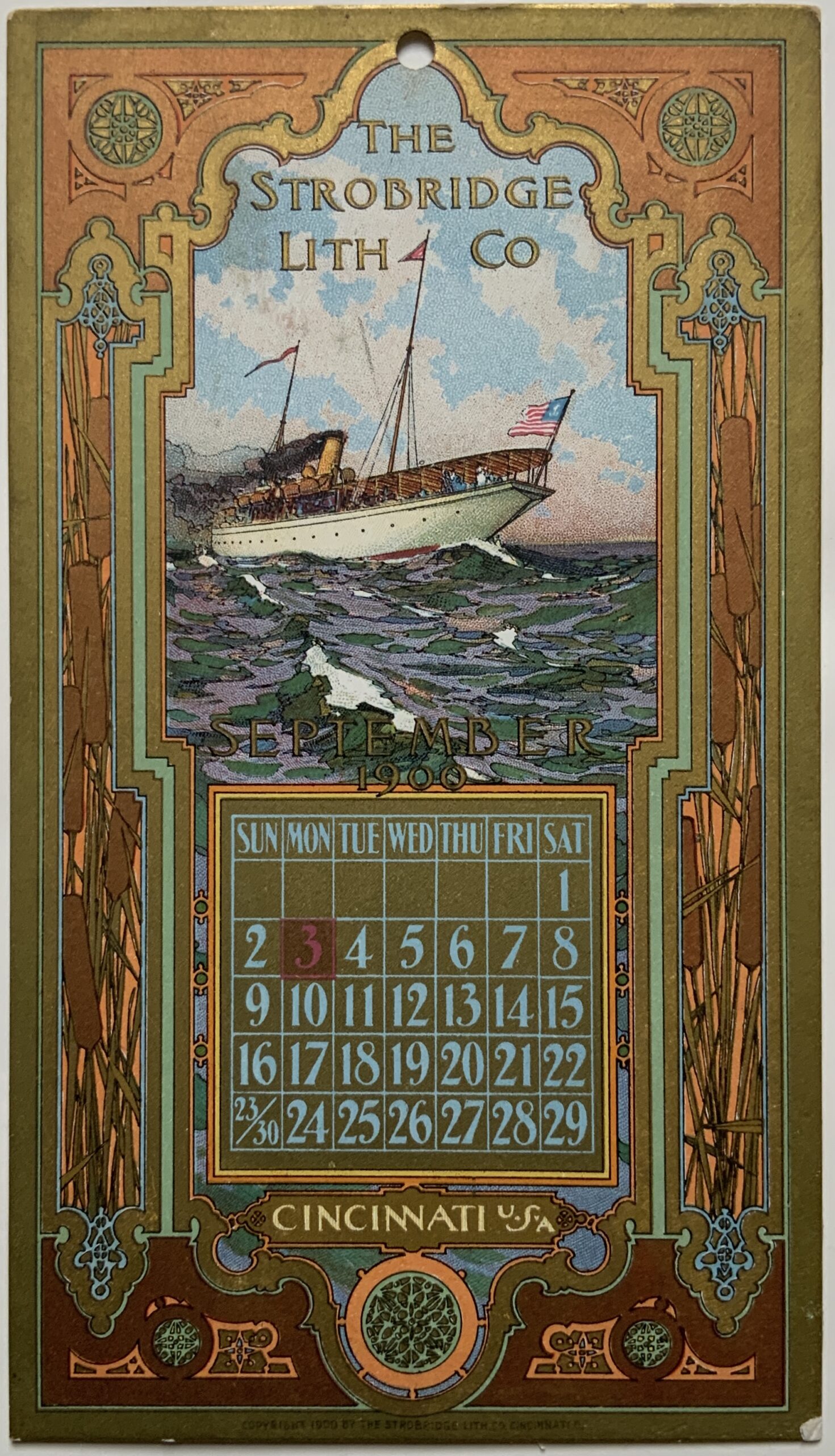 M153	STROBRIDGE LITHO CO. CARD 1900 - SEPTEMBER
