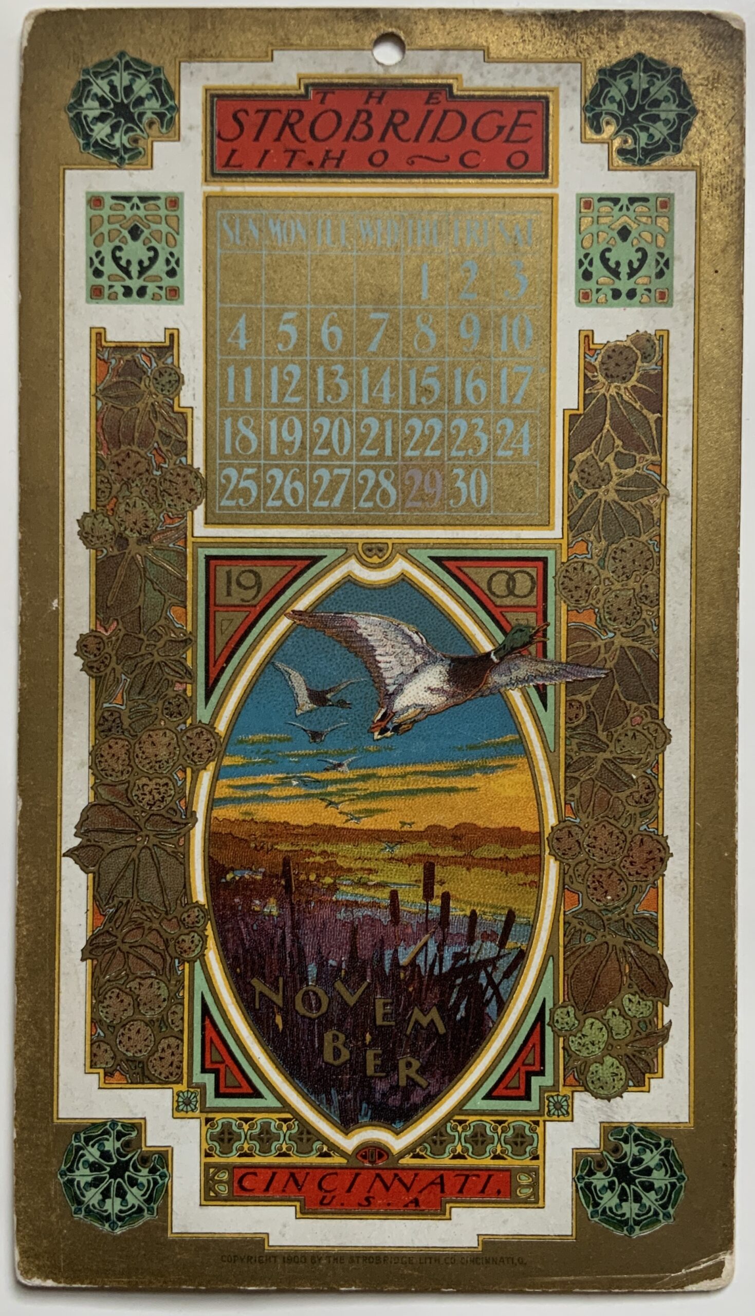 M155	STROBRIDGE LITHO CO. CARD 1900 - NOVEMBER