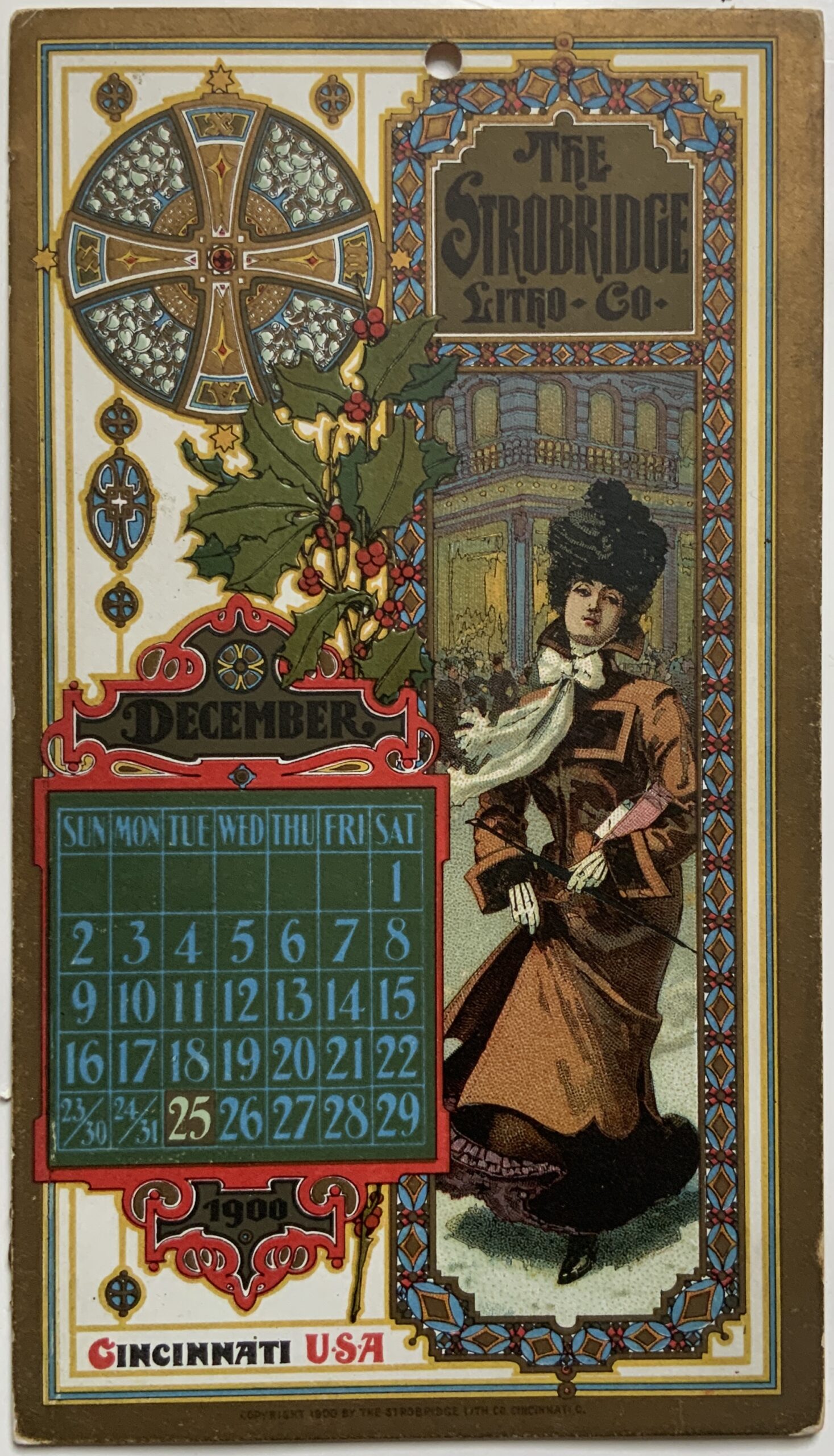 M156	STROBRIDGE LITHO CO. CARD 1900 - DECEMBER