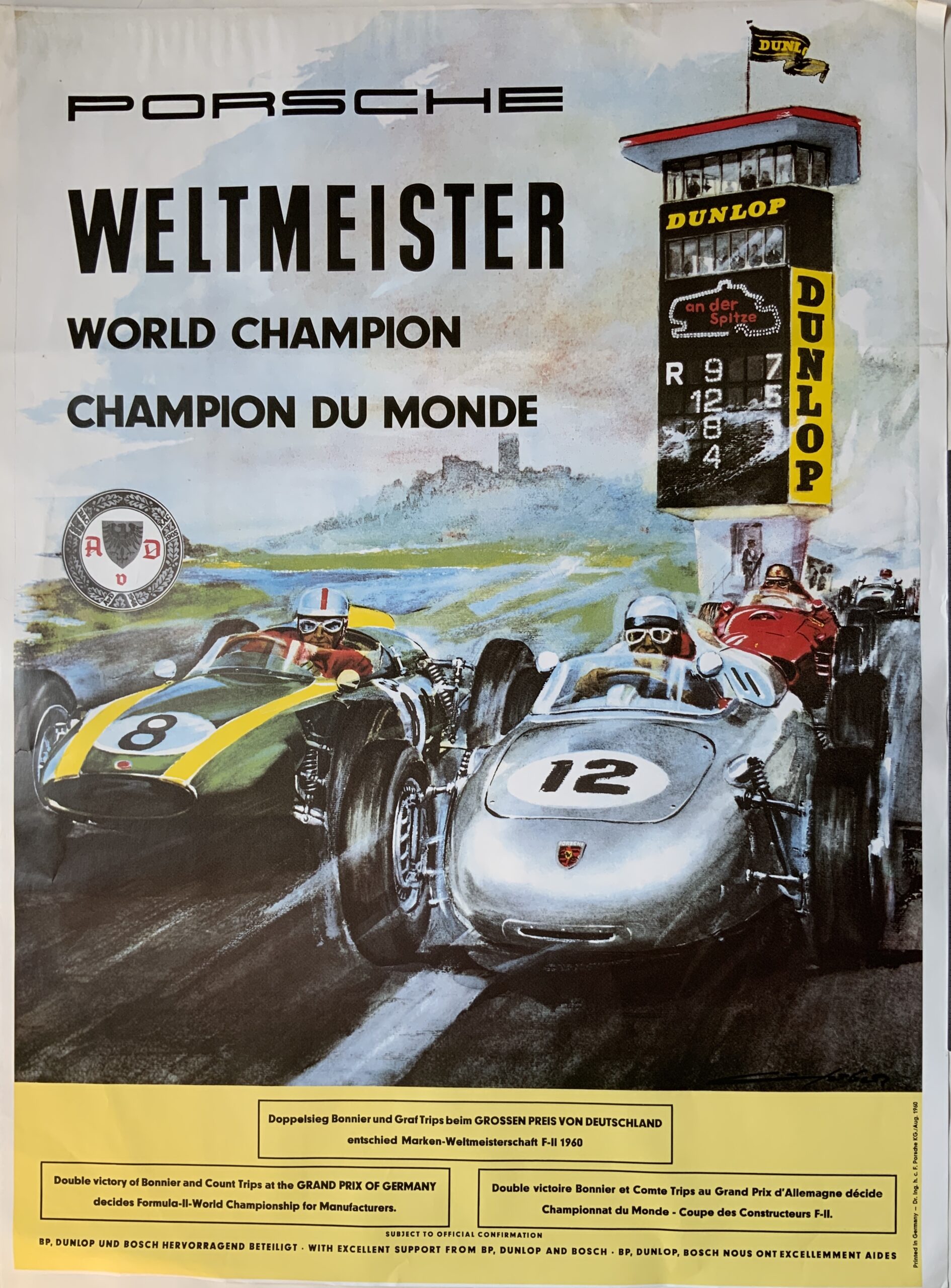 M204	PORCHE WORLD CHAMPION AUGUST 1960 PORCHE RACING POSTER
