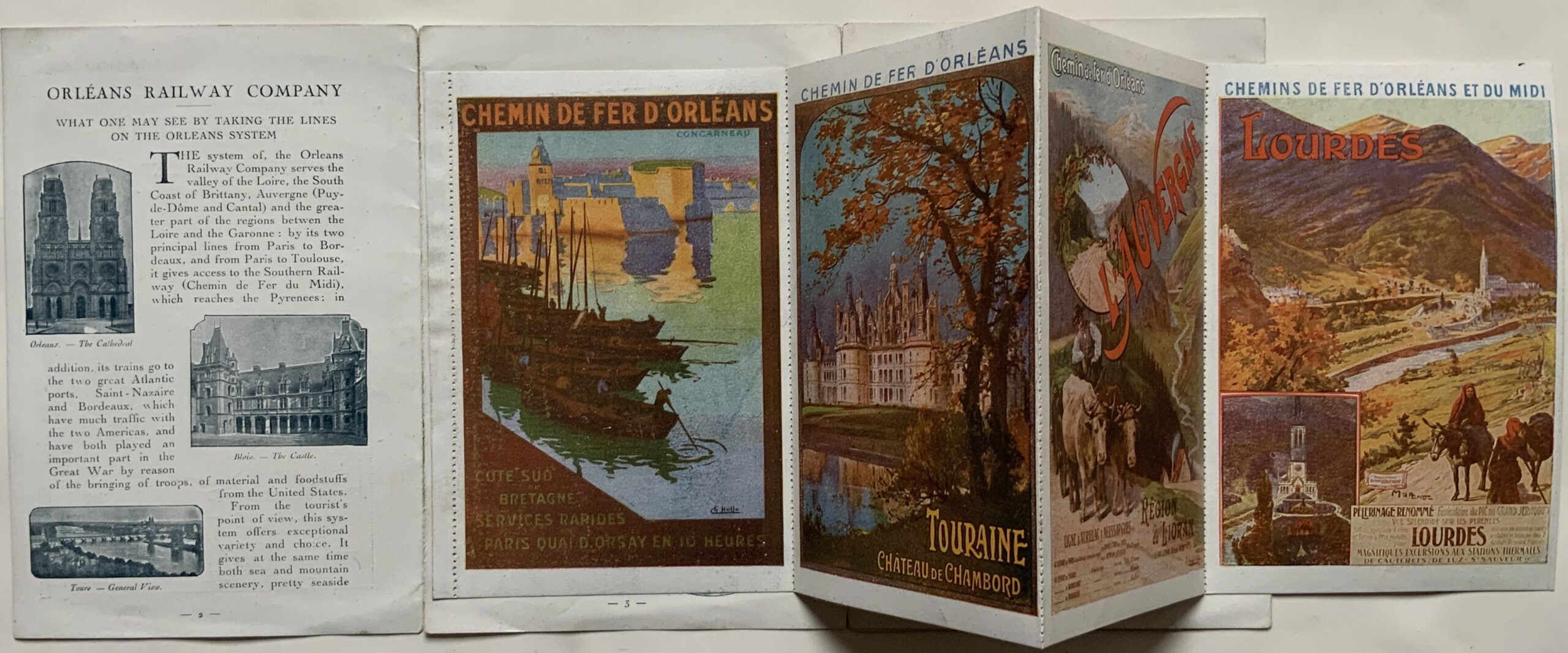 M266	FRENCH ORLEANS RAILWAY POSTER POSTCARD PROMOTIONAL BOOKLET CA. 1920