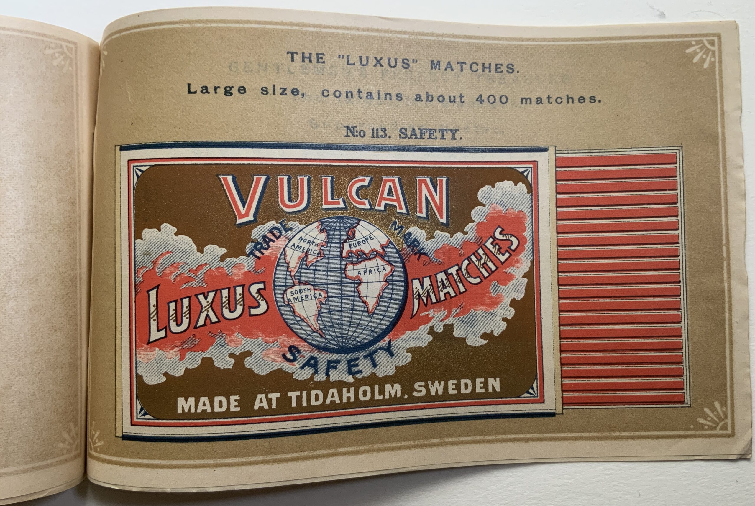 M416	MATCHBOOK STOCKBOOK PUBLISHED BY THE VULCAN MATCH MANUFACTURING COMPANY - SWEDEN