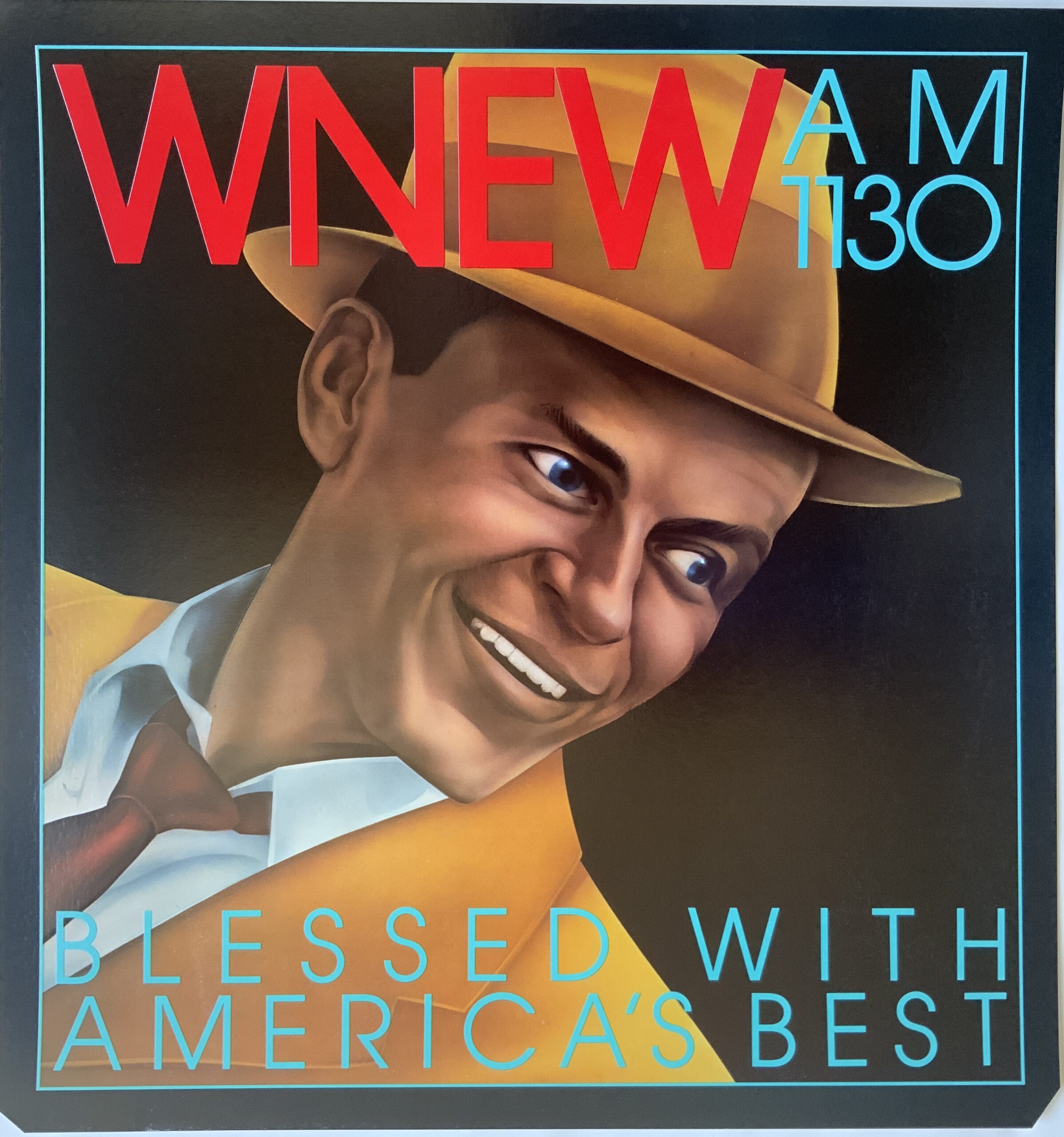 M633	WNEW AM 1130: BLESSED WITH AMERICA’S BEST - FRANK SINATRA SUBWAY POSTER CA. 1985