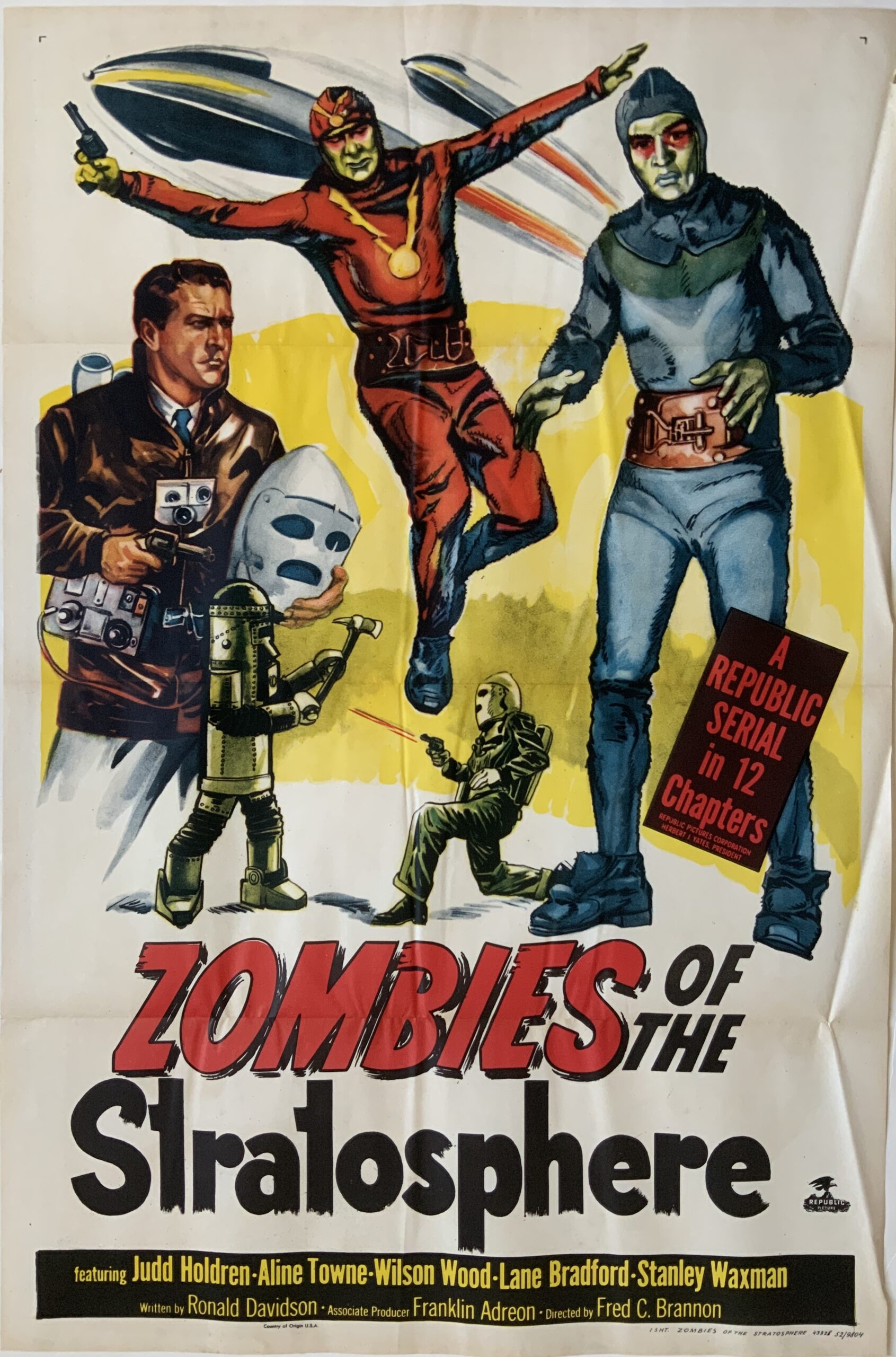 M612	ZOMBIES OF THE STRATOSPHERE 1952 LEONARD NEEMOY VINTAGE  POSTER 27x40”