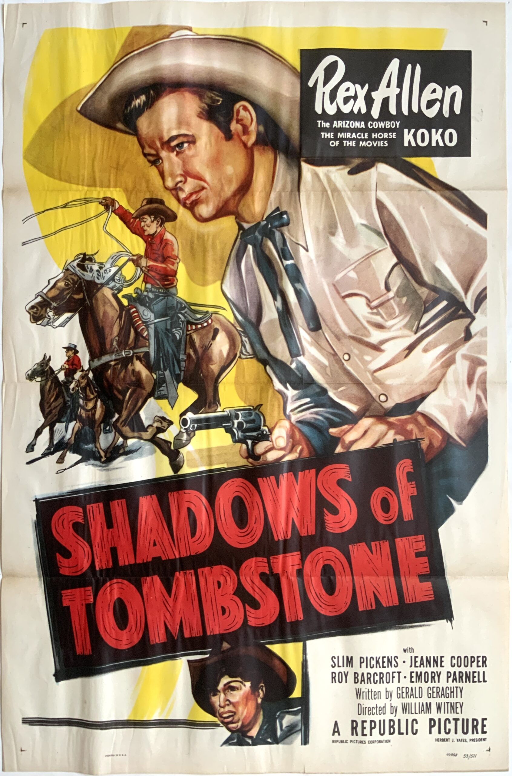 M615	SHADOWS OF TOMBSTONE 1953 VINTAGE POSER 27x40”