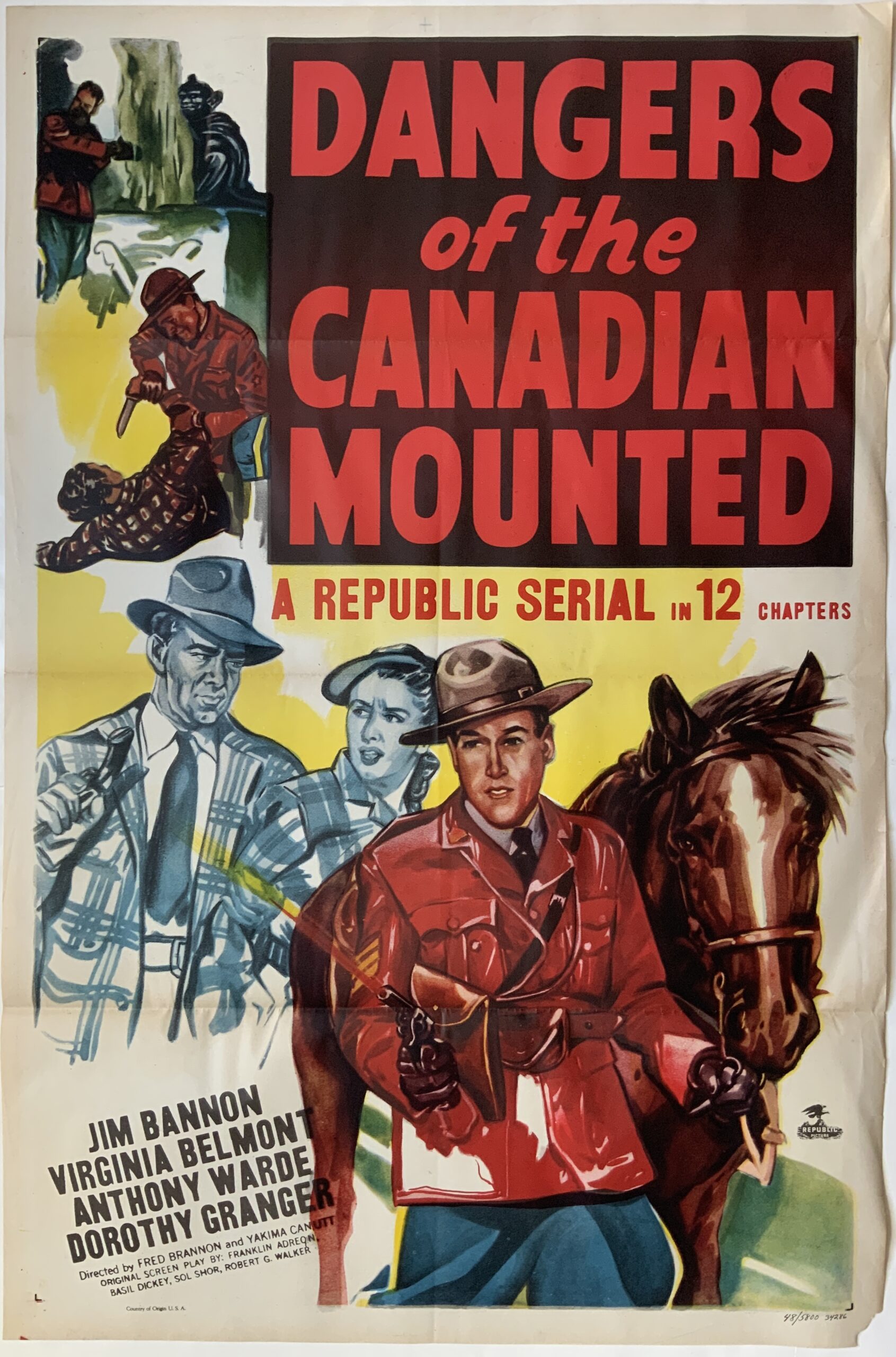 M623	DANGERS OF THE CANADIAN MOUNTED 1948 ORIGINAL POSER 27x40”